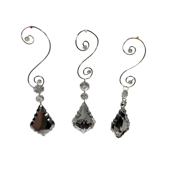 Crystal Chandelier Ornaments Suncatcher Set of 3 w/ Wire Hangers VTG Y2K Decor - Picture 4 of 16